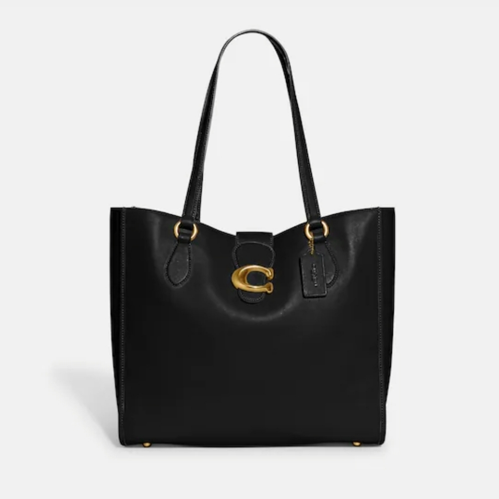 Coach Black Shoulder Bag with Gold Accents